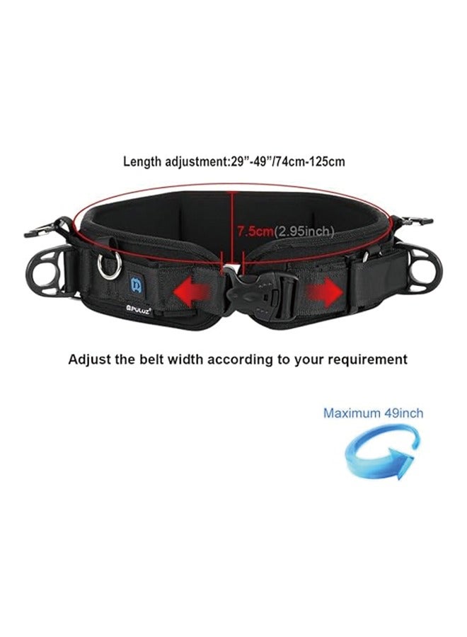 PULUZ Multi-Function Camera Waist Belt for SLR/DSLR Cameras, Adjustable Camera Waist Strap with Hook for Hanging Photography Accessories Fit for Outdoor Photographer,Length Adjustment:29-49in