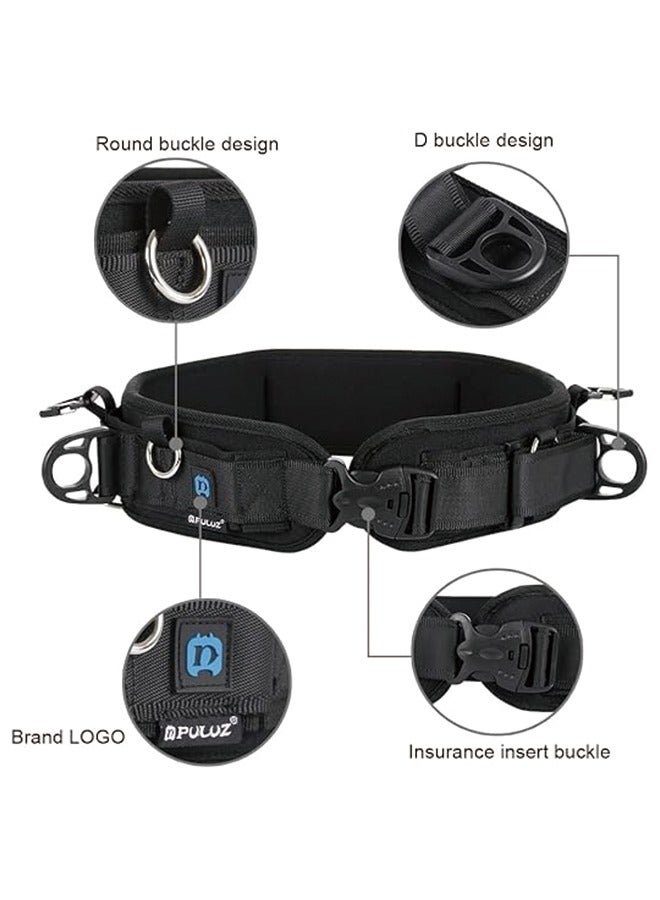 PULUZ Multi-Function Camera Waist Belt for SLR/DSLR Cameras, Adjustable Camera Waist Strap with Hook for Hanging Photography Accessories Fit for Outdoor Photographer,Length Adjustment:29-49in