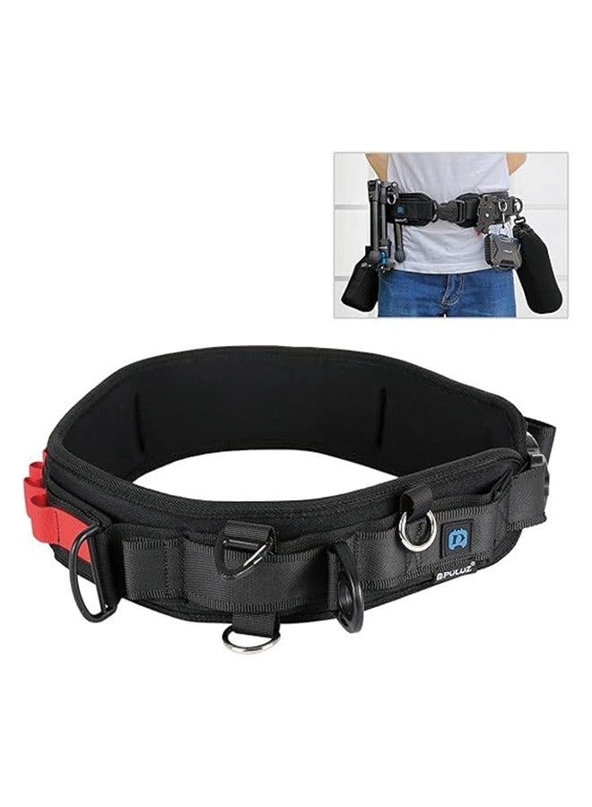 PULUZ Multi-Function Camera Waist Belt for SLR/DSLR Cameras, Adjustable Camera Waist Strap with Hook for Hanging Photography Accessories Fit for Outdoor Photographer,Length Adjustment:29-49in
