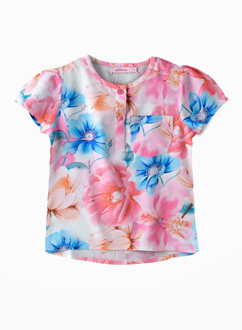 Blooming Beauty: Girls' Breezy Blouse Chic Style & Summertime Comfort