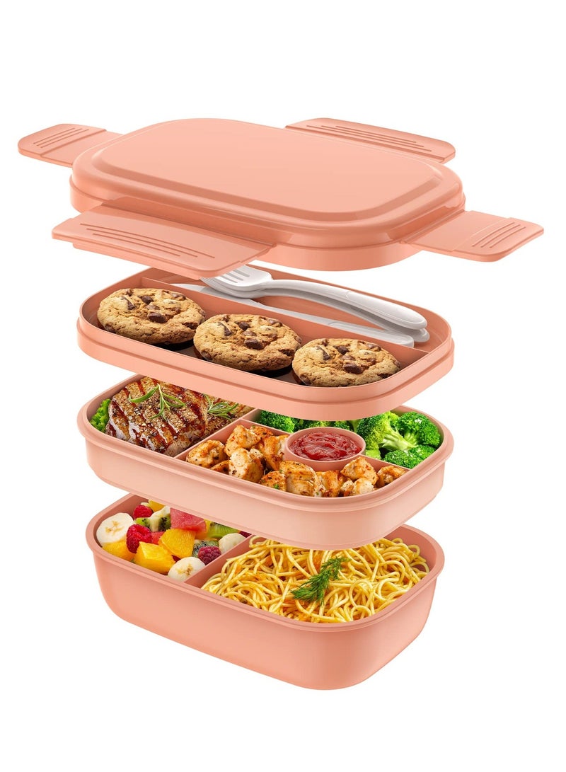 1900ML Lunch Bento Box for Adult Kids Fruit Salad Box 3 Compartment lunch box, PP5 Food Grade Material, Stackable Bento Box Lunch Containers for Leak Proof Microwave and Dishwasher Safe