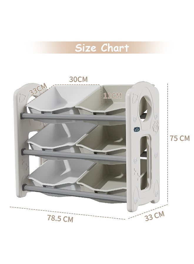 Kids Toys Storage With 6 Storage Box - Grey/White