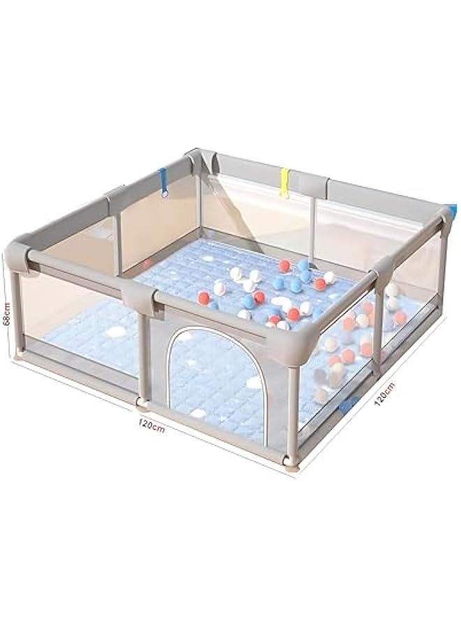 Baby Playpen, Indoor & Outdoor Play Pen for Kids Activity, Breathable Mesh & Gates, Anti-Slip Base, Sturdy Safety Fence for Infants, Size 120x120x68cm