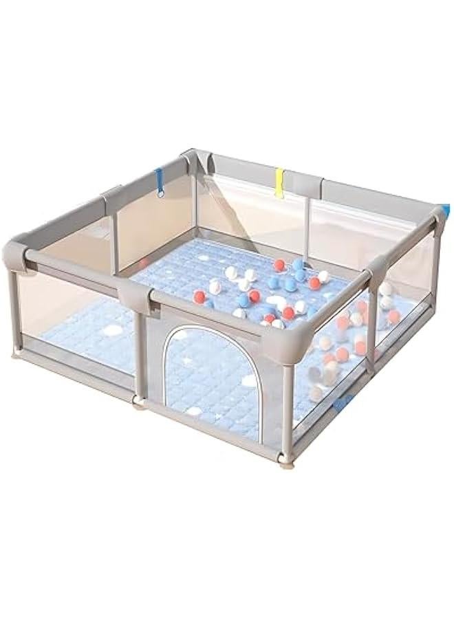 Baby Playpen, Indoor & Outdoor Play Pen for Kids Activity, Breathable Mesh & Gates, Anti-Slip Base, Sturdy Safety Fence for Infants, Size 120x120x68cm
