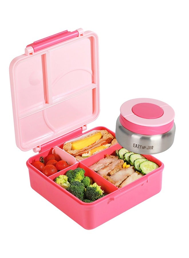 Jumbo Bento Lunch Box With Grey Lunch Bag, Food Jar And Cutlery