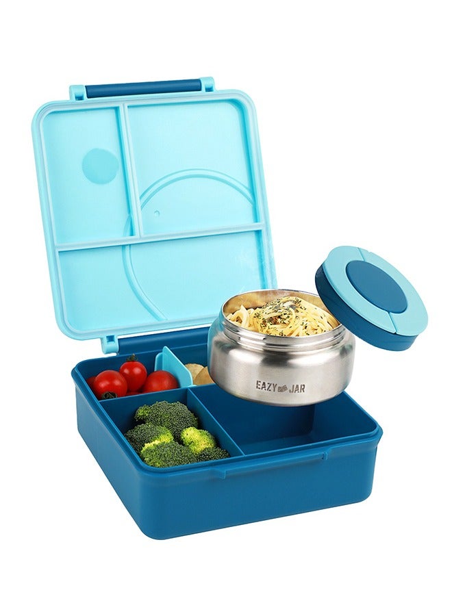 Jumbo Bento Lunch Box With Blue Lunch Bag , Food Jar and Cutlery