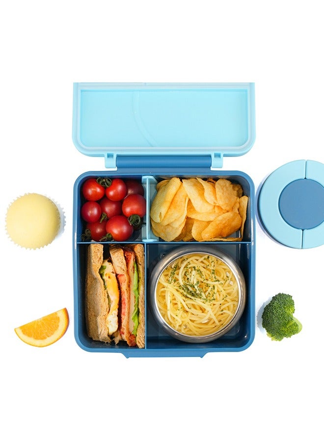 Jumbo Bento Lunch Box With Blue Lunch Bag , Food Jar and Cutlery