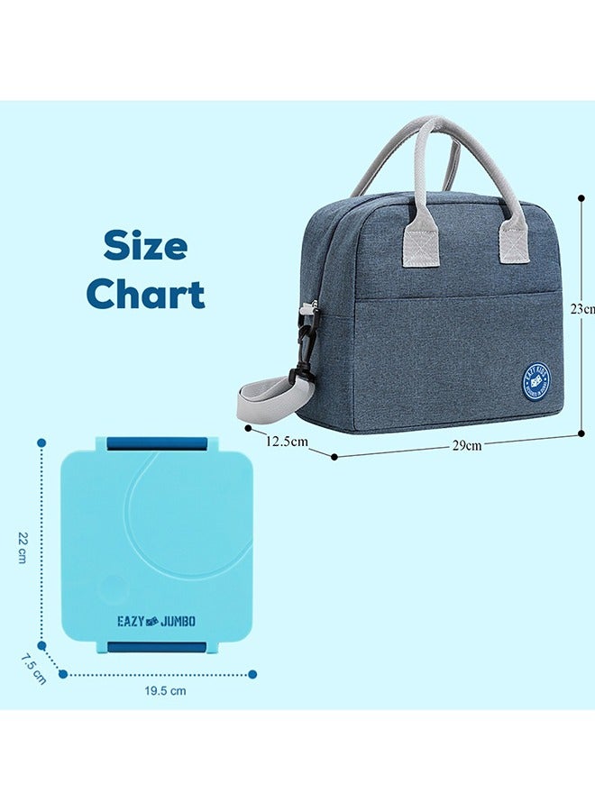 Jumbo Bento Lunch Box With Blue Lunch Bag , Food Jar and Cutlery