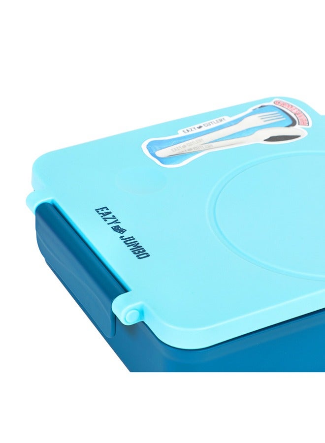 Jumbo Bento Lunch Box With Blue Lunch Bag , Food Jar and Cutlery