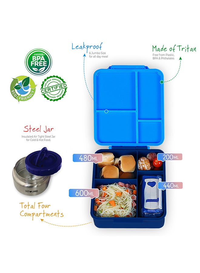 Jumbo Bento Lunch Box With Lunch Bag And Thermos And Dip Jar