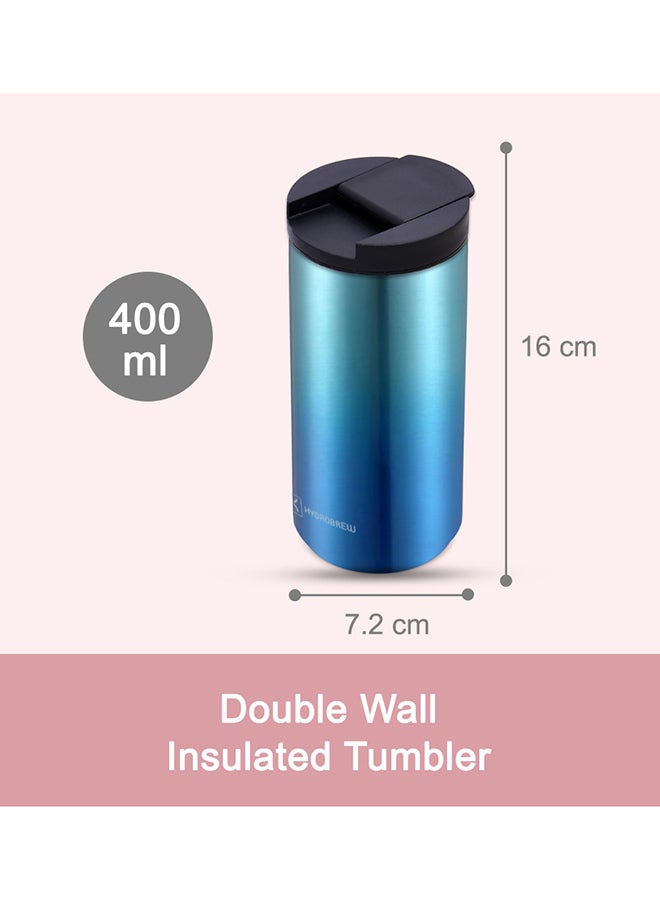 Double Wall Insulated Tumbler Water Bottle, Blue, 400 ML