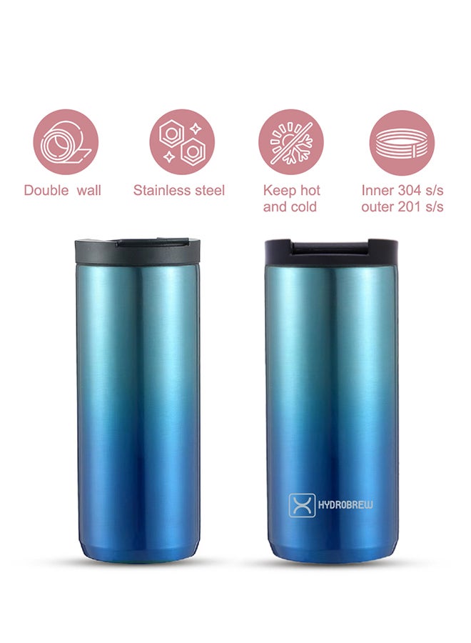 Double Wall Insulated Tumbler Water Bottle, Blue, 400 ML