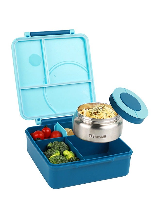 Jumbo Bento Lunch Box With Grey Lunch Bag, Food Jar And Cutlery