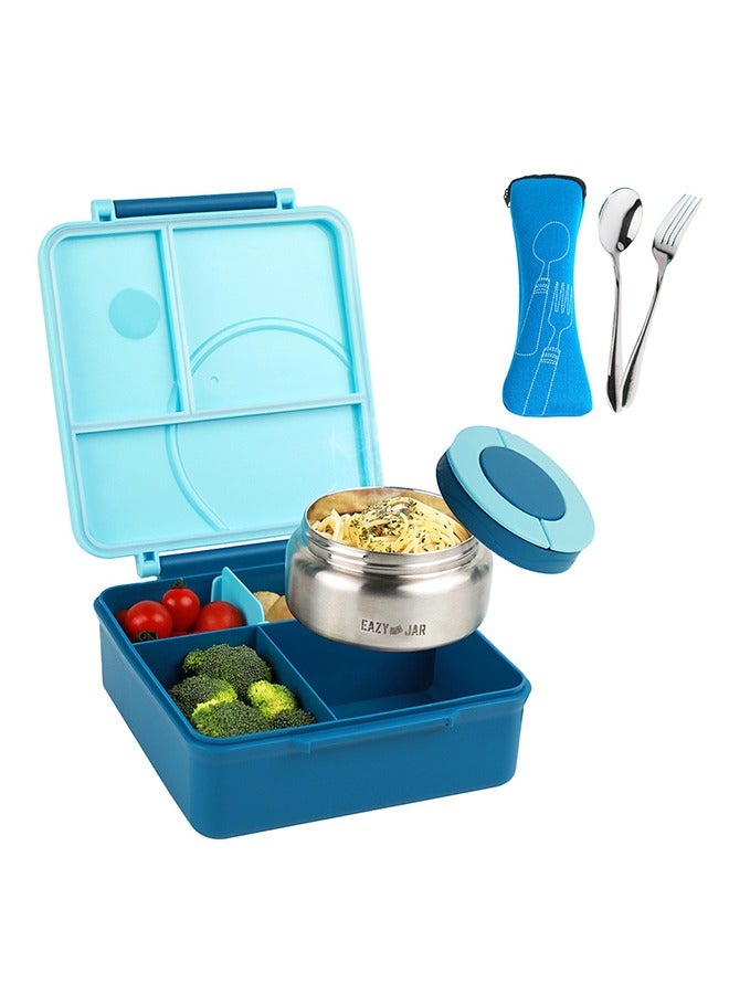 Jumbo Bento Lunch Box With Grey Lunch Bag, Food Jar And Cutlery