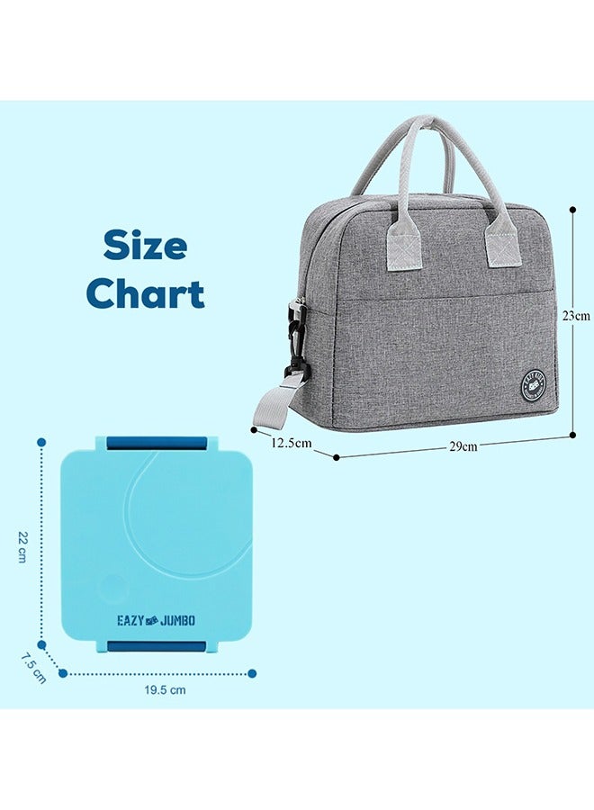 Jumbo Bento Lunch Box With Grey Lunch Bag, Food Jar And Cutlery