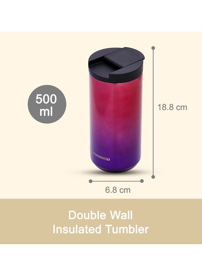 Double Wall Insulated Tumbler Water Bottle - Chrome, 500 Ml