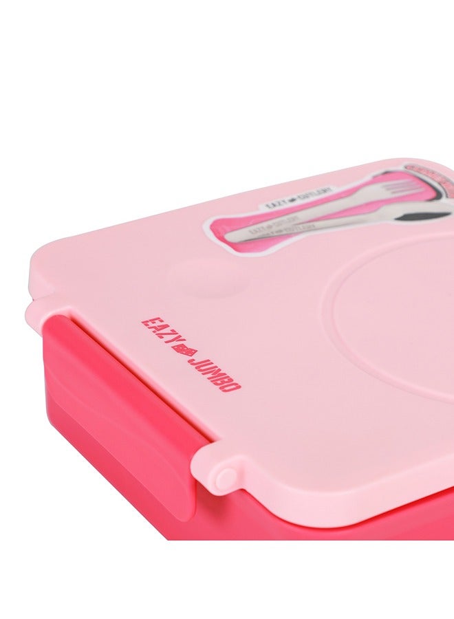 Jumbo Bento Lunch Box With Pink Lunch Bag, Food Jar And Cutlery - Pink