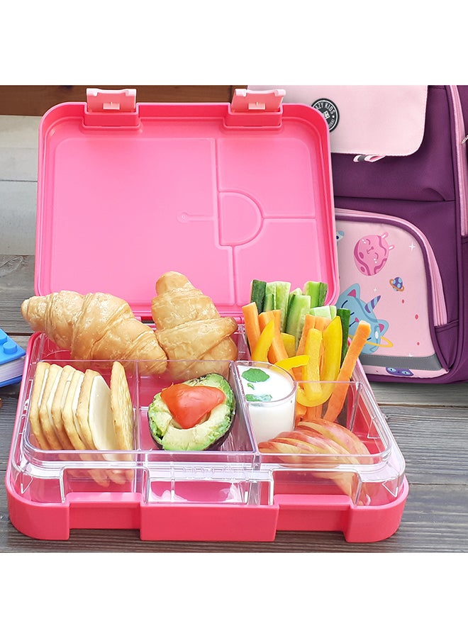 6 And 4 Convertible Compartment Bento Lunch Box With Stainless Steel Water Bottle 640ml And Sandwich Cutter Set - Tropical Pink