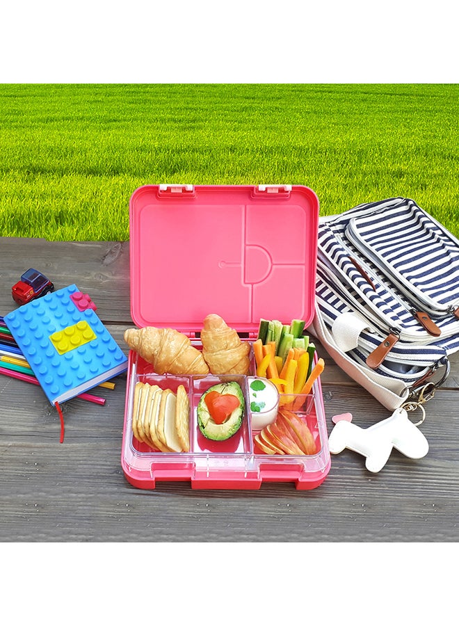 6 And 4 Convertible Compartment Bento Lunch Box With Stainless Steel Water Bottle 640ml And Sandwich Cutter Set - Tropical Pink