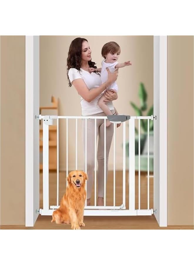 Auto Close Safety Baby Gate, Extra Wide Child Gate with 10 cm Extension Kit Maximum Suitable For 94 cm, Baby Gates for Stairs & Doorways, Easy Install (Safety Railing + 10cm Extension Kit)