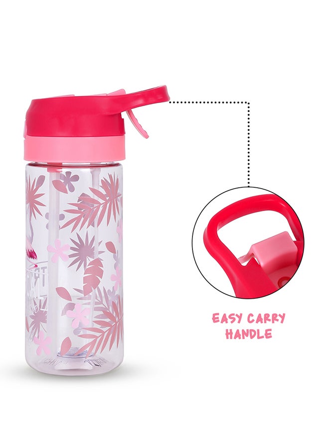 17 Inch Set Of 4 School Bag With Tritan Water Bottle 420ml, Lunch Bag And Pencil Case - Tropical Pink