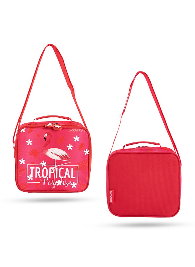 17 Inch Set Of 4 School Bag With Tritan Water Bottle 420ml, Lunch Bag And Pencil Case - Tropical Pink