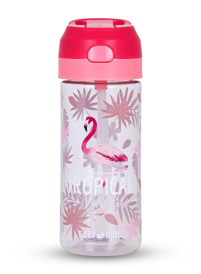 17 Inch Set Of 4 School Bag With Tritan Water Bottle 420ml, Lunch Bag And Pencil Case - Tropical Pink