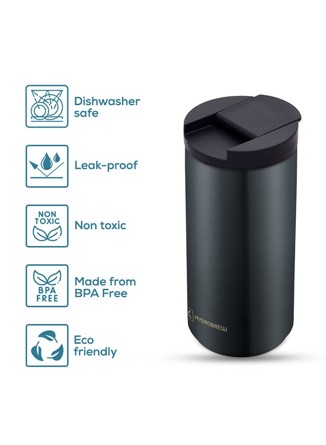 Double Wall Insulated Tumbler Water Bottle, Black, 400 Ml