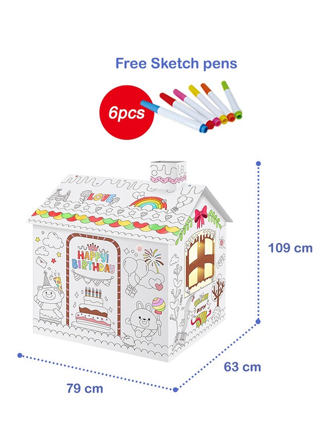 Diy Doodle Coloring Kit With Set Of 6 Sketch Pens - Happy Birthday House