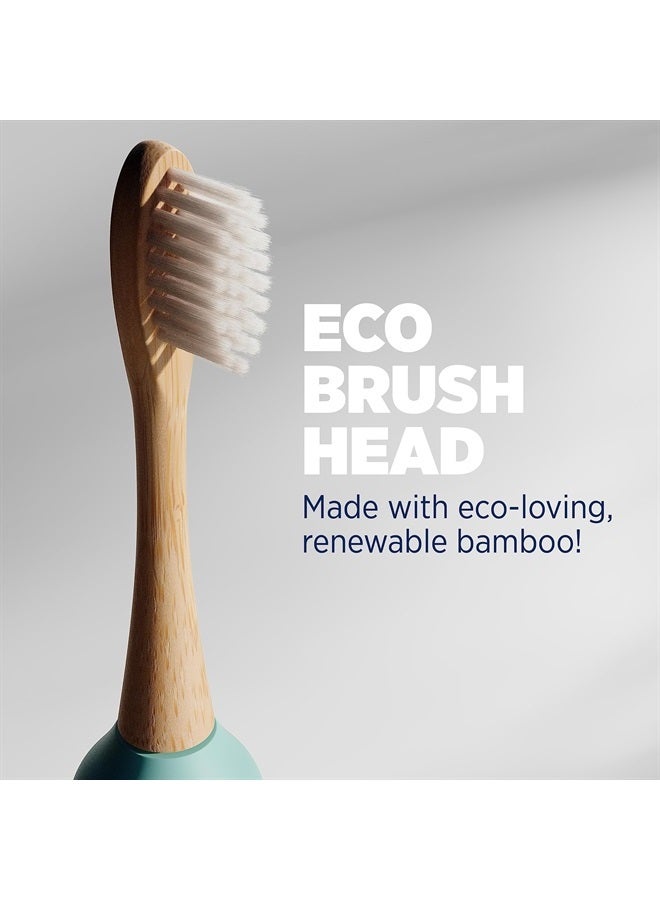 Sonic Electric Toothbrush for Adults - Bamboo Heads - Crystalline (Light Blue) - Includes 2 Super Soft Bristle Bamboo Tooth Brush Heads, Charging Station & USB Charge Cord - Rechargeable