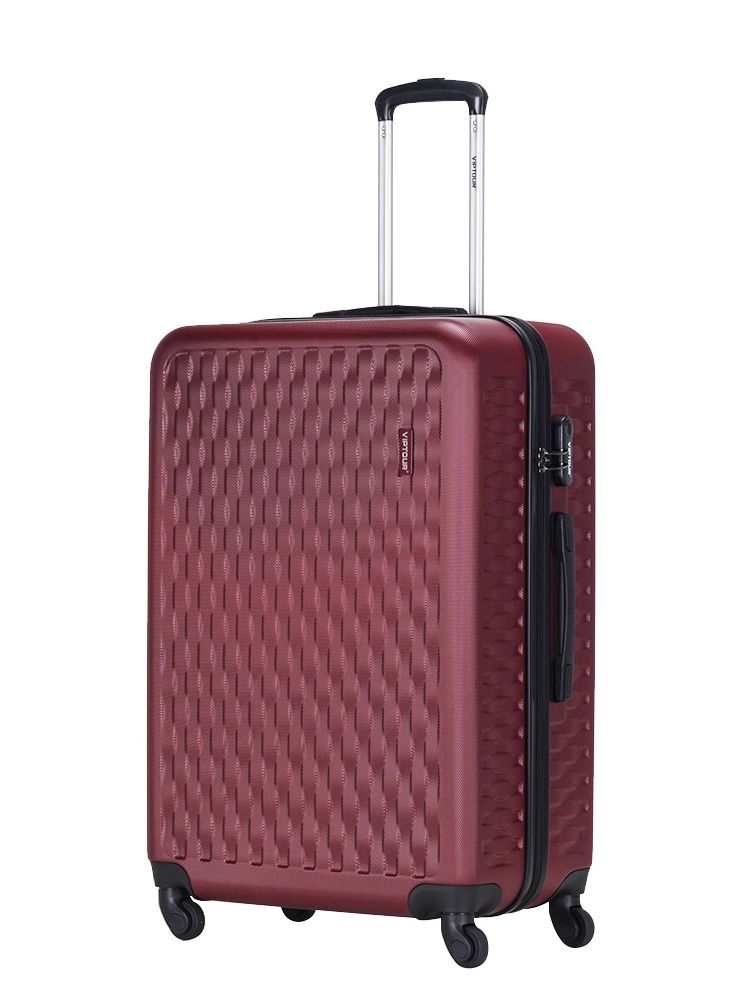 ABS Hardside 3-Piece Trolley Luggage Set, Spinner Wheels with Number Lock 20/24/28 Inches - Burgundy