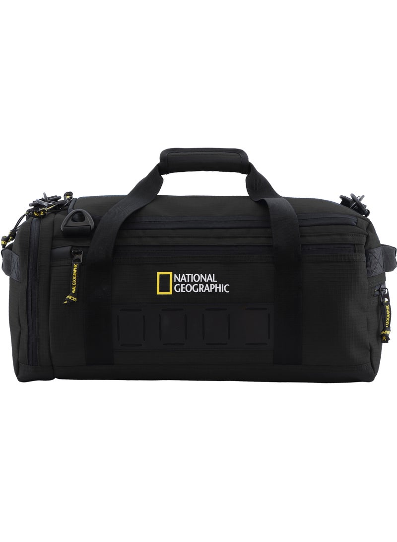 National Geographic Explorer III RPET Duffel Bag Black For Men And Women, Durable Water Resistant Padded Laptop Tablet  Shoe Pocket Travel Bag For Outdoor Hiking