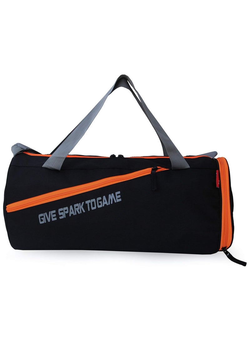 SFANE Duffel Spark Gym Bag,Shoulder Bag for Men & Women with Shoe Compartment (Orange,Black)