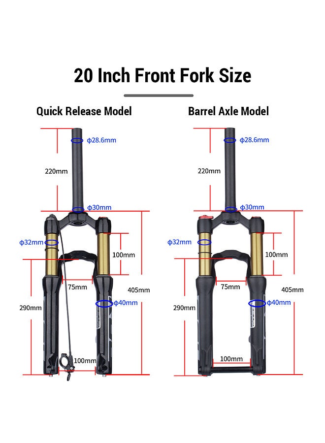 Bicycle Forks High-Performance Bike Suspension Forks - Aluminum Alloy Quick Release/Barrel Axle 20/24 Inch Shoulder/Wire MTB Front Fork Control Fat Bike Fork