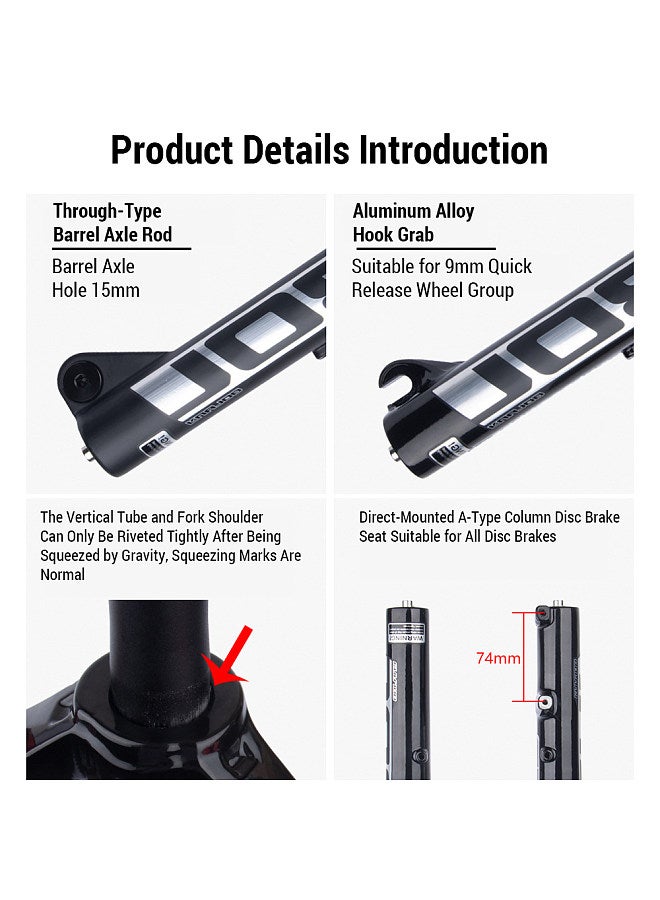 Bicycle Forks High-Performance Bike Suspension Forks - Aluminum Alloy Quick Release/Barrel Axle 20/24 Inch Shoulder/Wire MTB Front Fork Control Fat Bike Fork