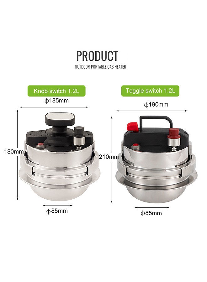 Outdoor Portable Pressure Cooker 1.2L Self-Driving Camping Vehicle Pressure Cooker Kitchen Cookware Cooking Pot Multifunctional Travel Cooking Accessory