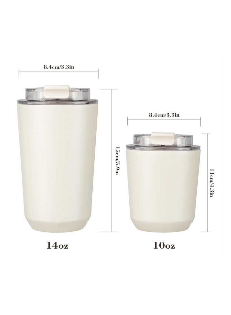 Stainless Insulated Tumblers with Lid, Vacuum Insulated Travel Mug Water Coffee Cup, Leak Proof Reusable Double Walled Coffee Tumbler for Iced and Hot Drinks (250ml, White)