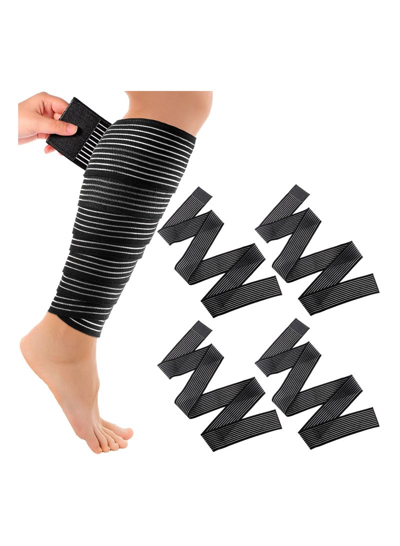 Elastic Compression Support Bandage Leg Compression Sleeve for Men and Women Compression Wraps Bandage for Stabilising Ligament Joint Pain Sport Football Basketball Calf Pain Relief 4 Pcs