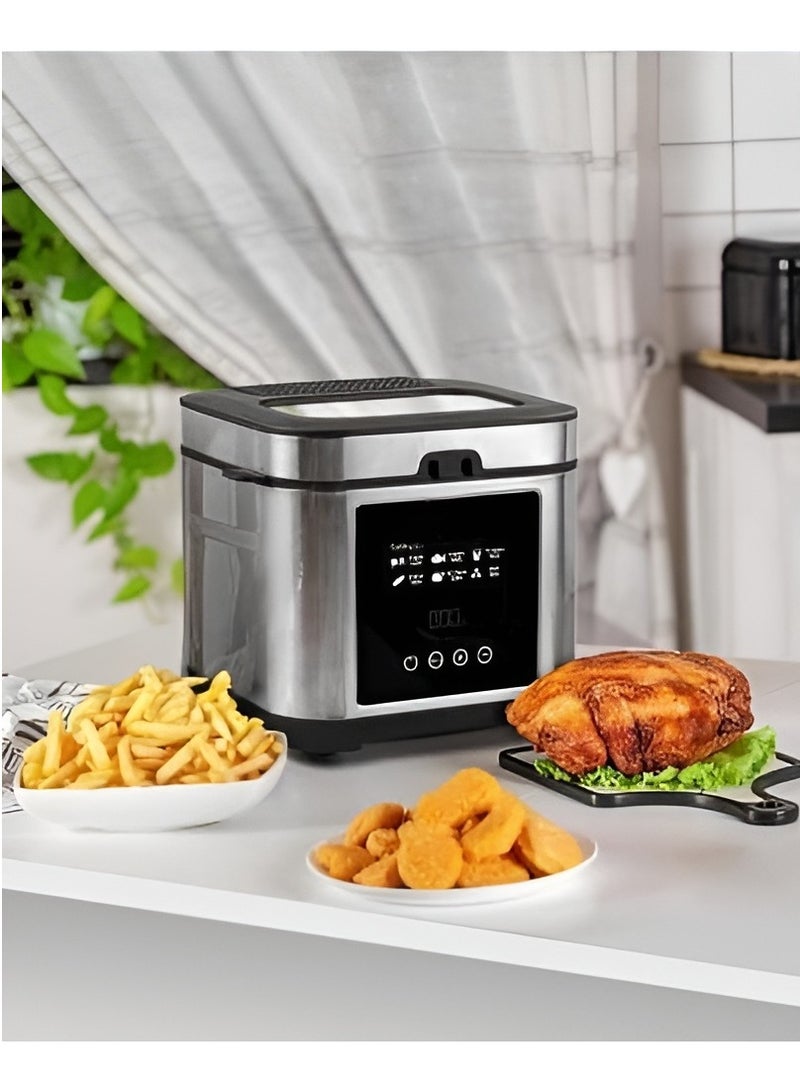 Digital Deep Fryer 2.5L 1200W Capacity with Over-Heat Protection, LED Touch Screen, 2-Hour Timer, Stainless Steel Body, Removable Lid, Large Viewing Window & Filter  Bullet Points