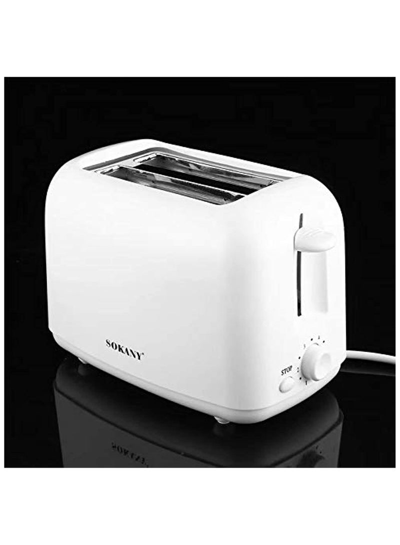 SOKANY Brand Slice Toaster With 6-Gear Baking, Removable Crumb Tray, 700W, White Color, HJT-022