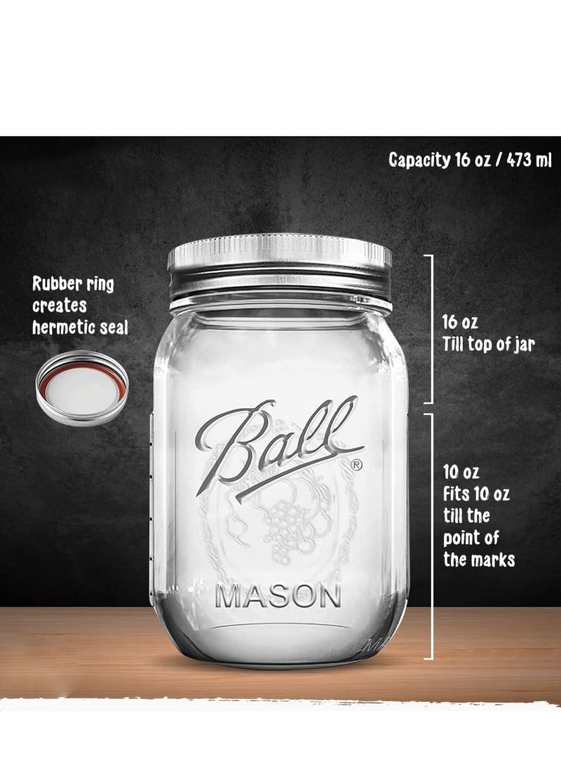 Glass Ma son Jars, Canning Jars Jelly Jars with Airtight lids for Canning, Preserving, Meal Prep, Overnight Oats, Jam 32, BALL, 3, Ma son Jars