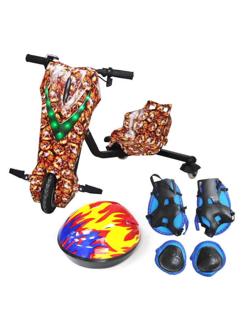 Drifting Electric Scooter for Kids & Adults - 350W Motor 36V Battery Bluetooth LED Headlights Safety Gear 8 Tires 25 km Range ( Big Fire)