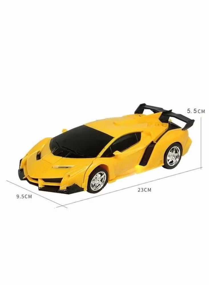 Remote Control Transform Car Toy with Lights Deformation Rechargeable 360°Rotating Stunt Race Car for Kids