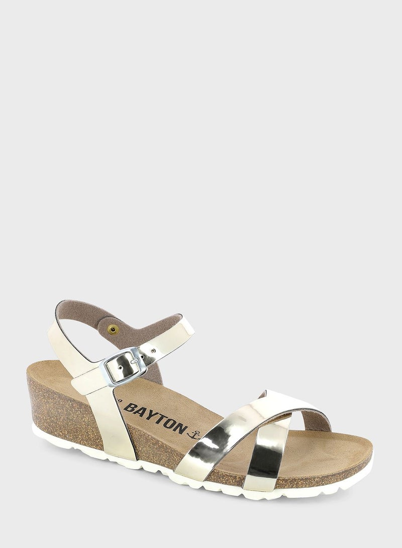 Canberra Strappy Mid Heel Wedges