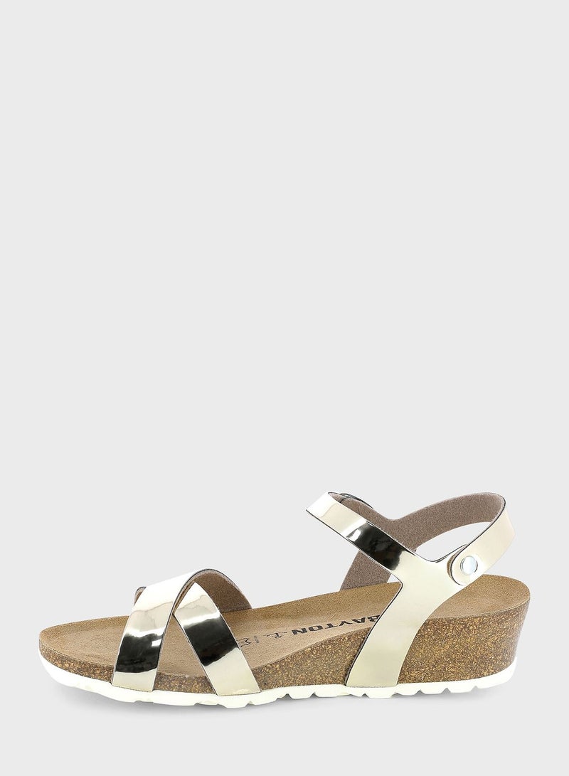 Canberra Strappy Mid Heel Wedges