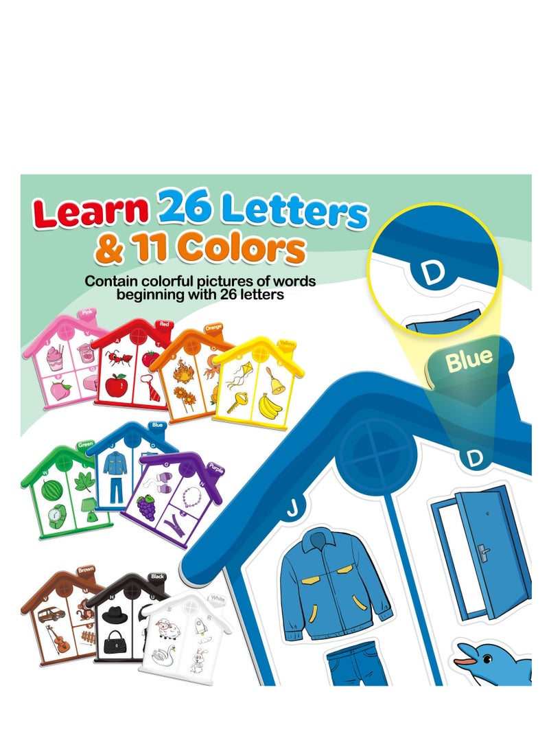 Magnetic Color Sorting Toys, Alphabet Games, Learning ABC Letter, Recognition Color, Shape Matching Fridge Magnets for Kids, Preschool Learning Activity, Magnetic Toys for Toddlers 1-3