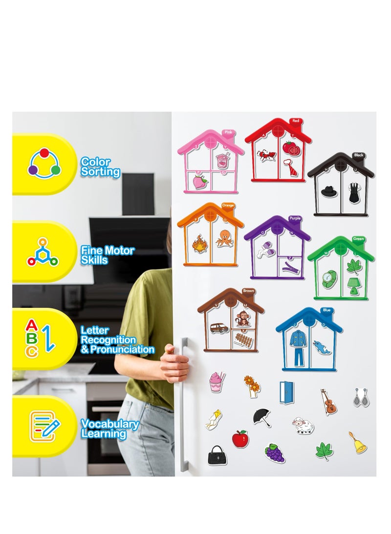 Magnetic Color Sorting Toys, Alphabet Games, Learning ABC Letter, Recognition Color, Shape Matching Fridge Magnets for Kids, Preschool Learning Activity, Magnetic Toys for Toddlers 1-3
