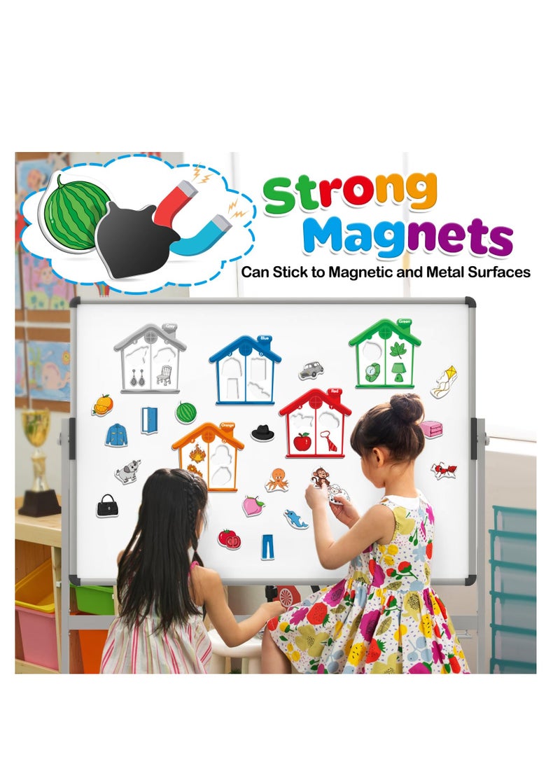Magnetic Color Sorting Toys, Alphabet Games, Learning ABC Letter, Recognition Color, Shape Matching Fridge Magnets for Kids, Preschool Learning Activity, Magnetic Toys for Toddlers 1-3