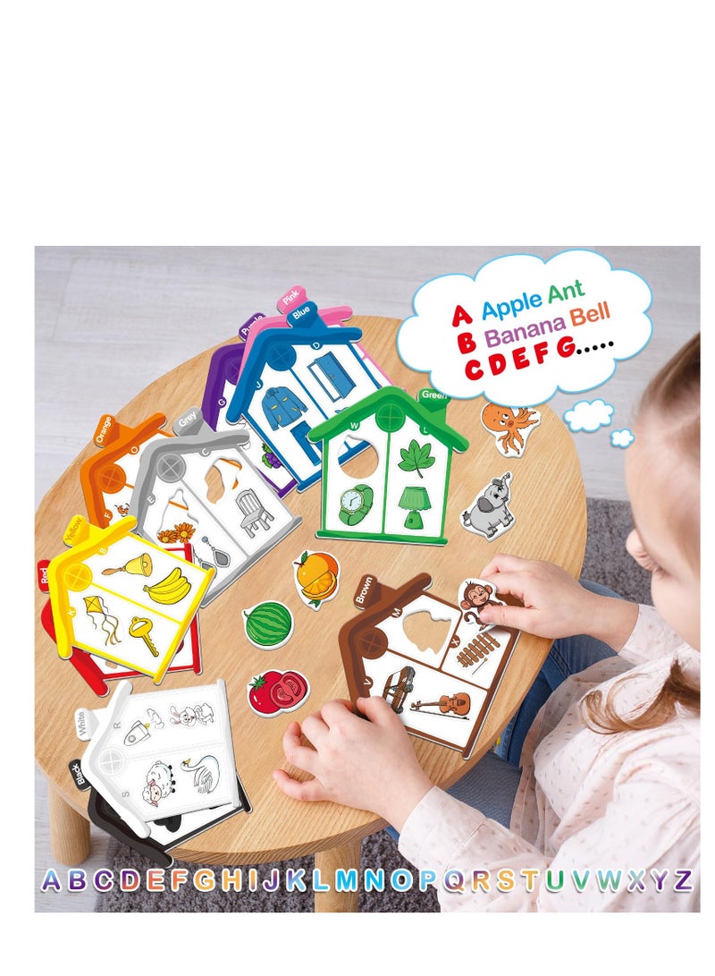 Magnetic Color Sorting Toys, Alphabet Games, Learning ABC Letter, Recognition Color, Shape Matching Fridge Magnets for Kids, Preschool Learning Activity, Magnetic Toys for Toddlers 1-3