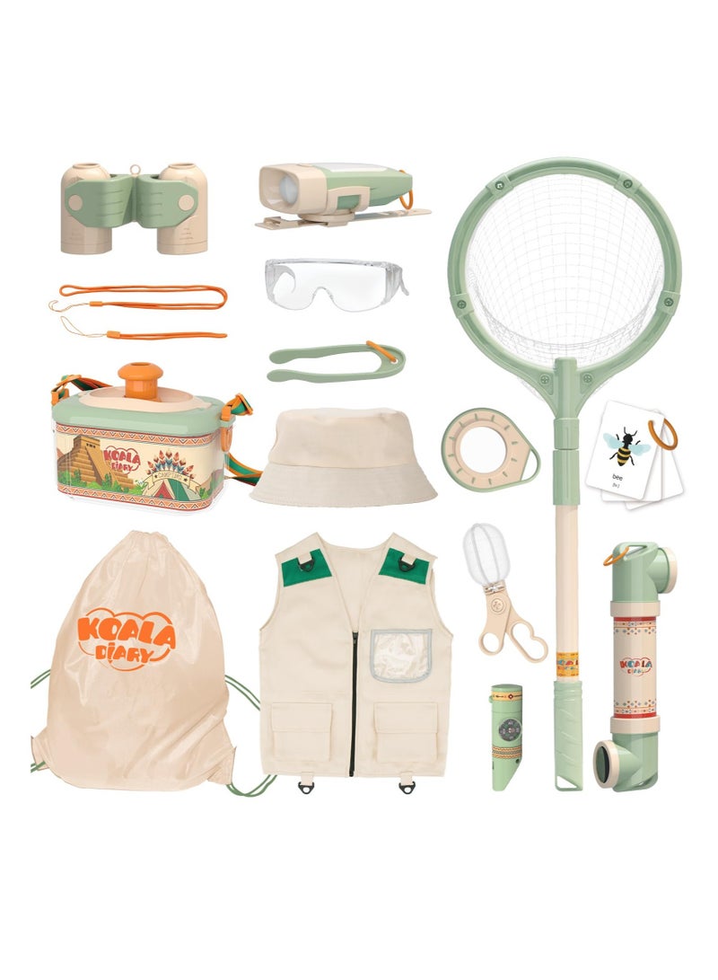 Kids Explorer Kit, Bug Catcher Kit for Kid Bug Catching Kit, with Butterfly Net, Insect Catcher, Binoculars, Vest, Hat,Goggles, Magnifier & Flashlight, Outdoor Nature Exploration Toys for Kid